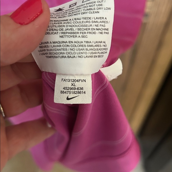 NIKE GOLF shirt Women’s Pink Striped Sleeveless Athletic Polo top XL - Picture 5 of 6